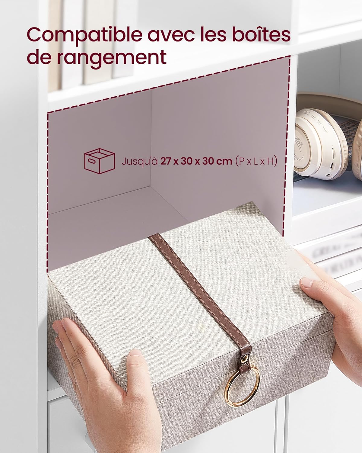 VASAGLE - bibliothèque 3 niveaux, 2 placards, 29x65,8x97,8 cm, LBC506WB01