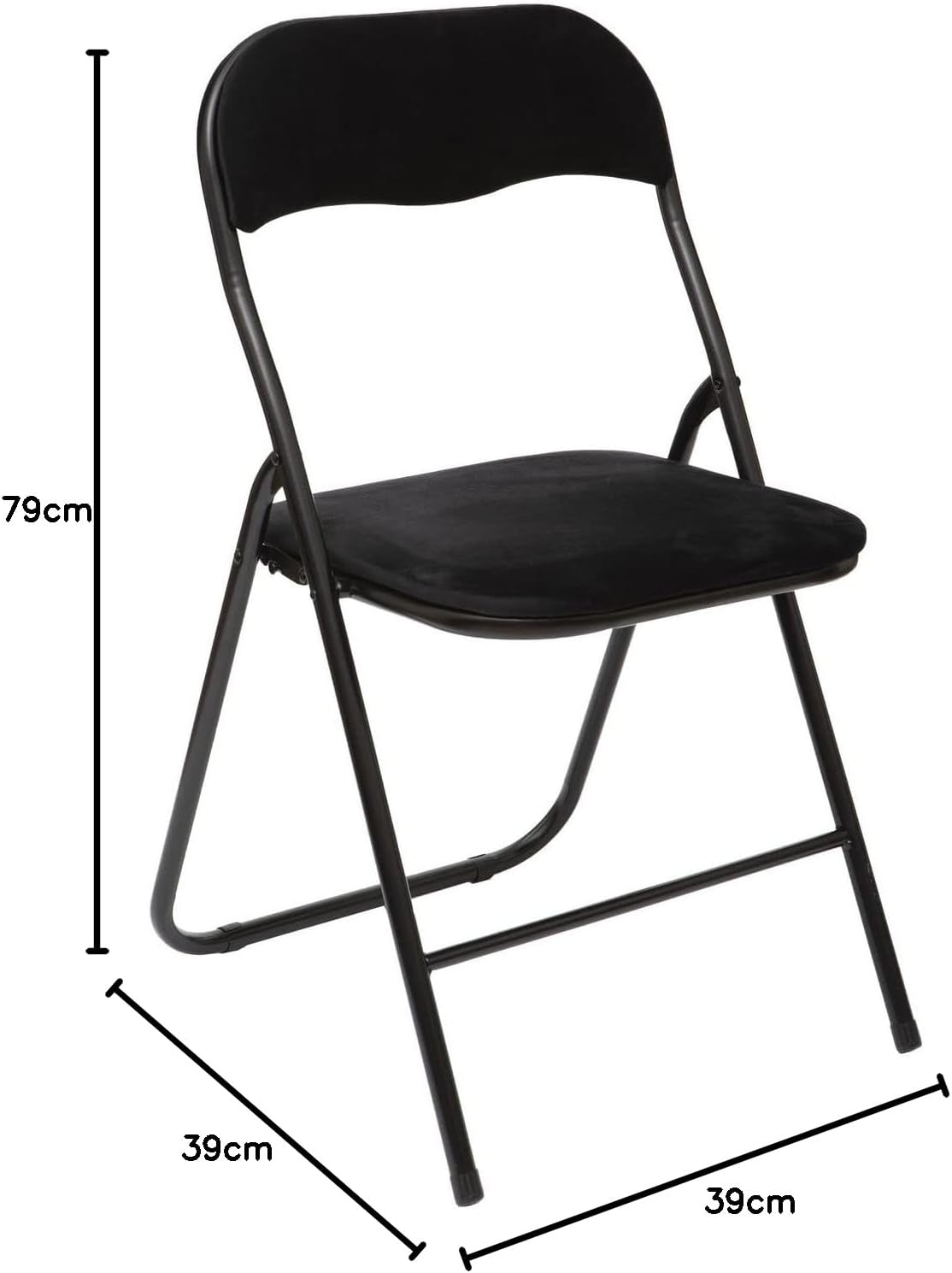 5five - Chaise pliante velours noir - confort, compacte, légère