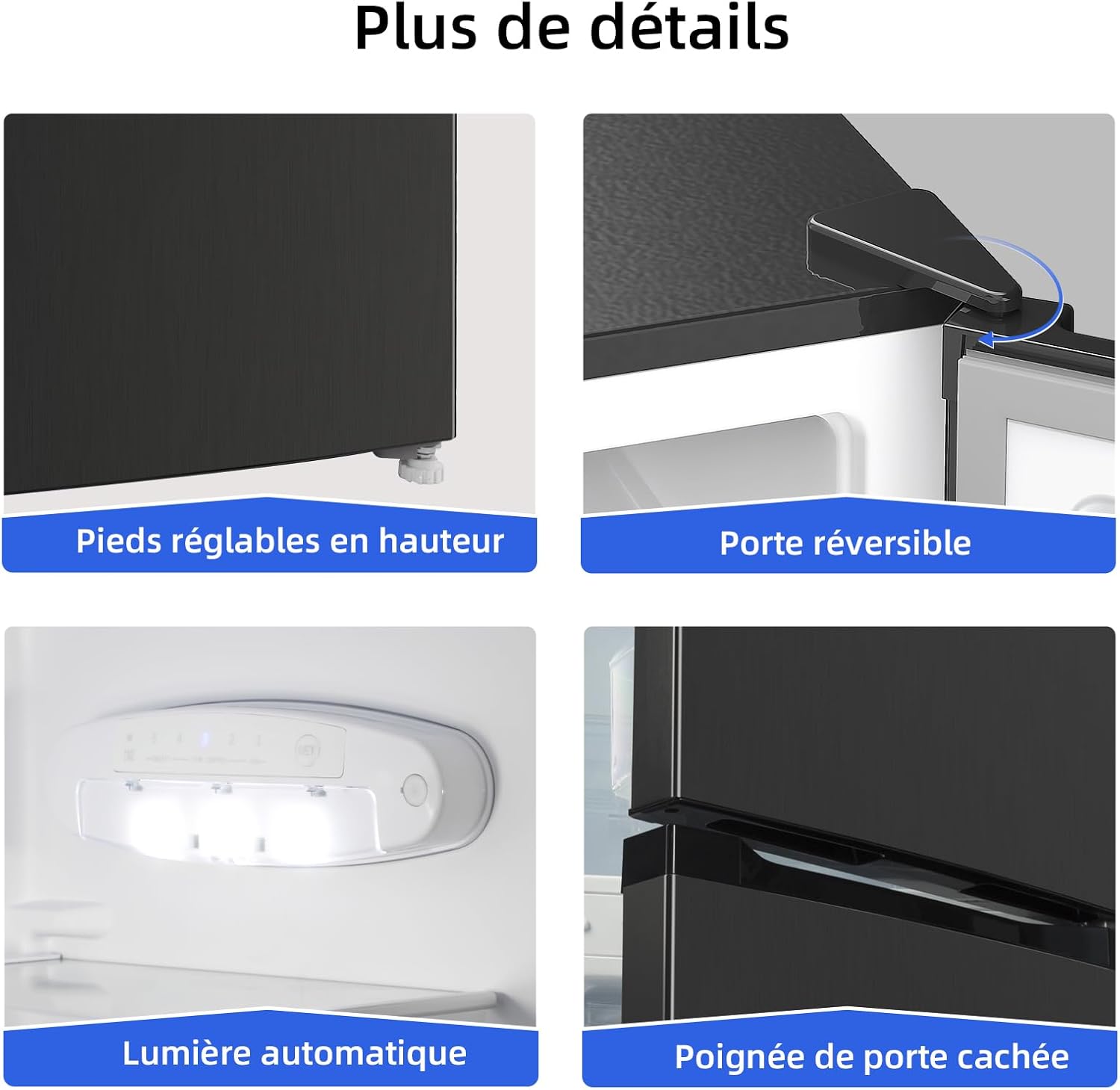 CHIQ - réfrigérateur congélateur bas - 157L - faible bruit, low frost, refroidissement rapide, compact - CBM159LEBD