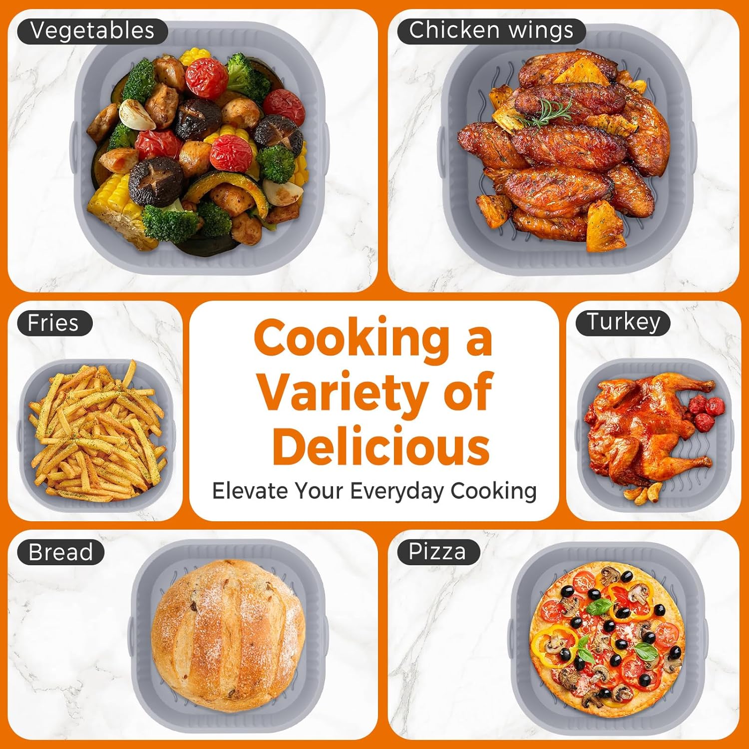 Diboniur - moules silicone Air Fryer 5-8L - 2 pièces réutilisables