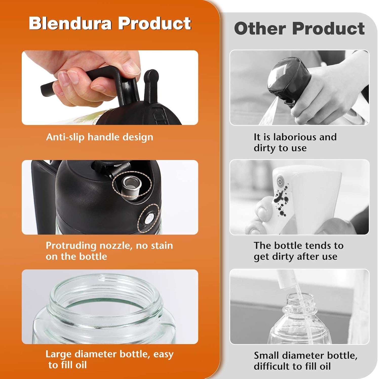 Spray huile cuisine 2en1 en verre 470ml, pour grillades et cuisson