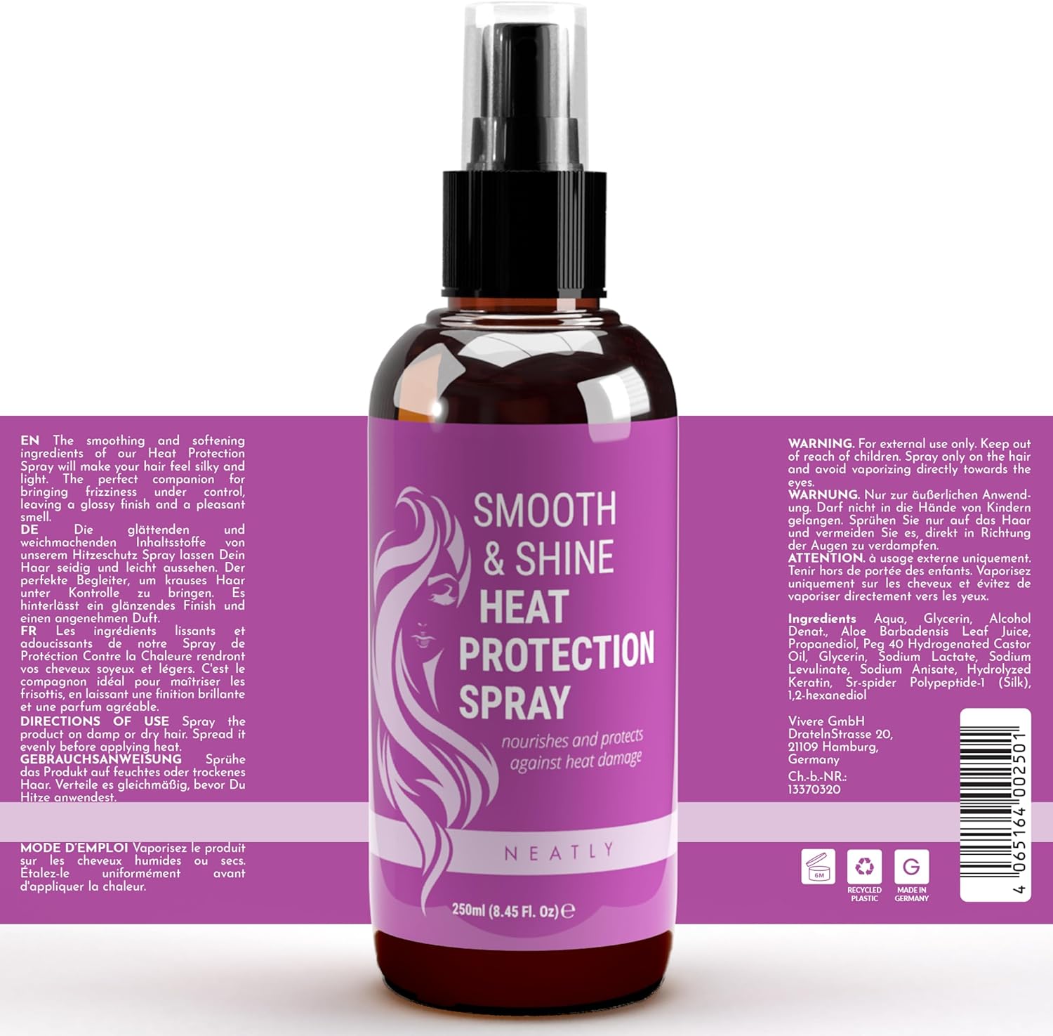 Neatly - Spray thermoprotecteur kératine 250ml - protection chaleur cheveux secs abîmés à 230°C