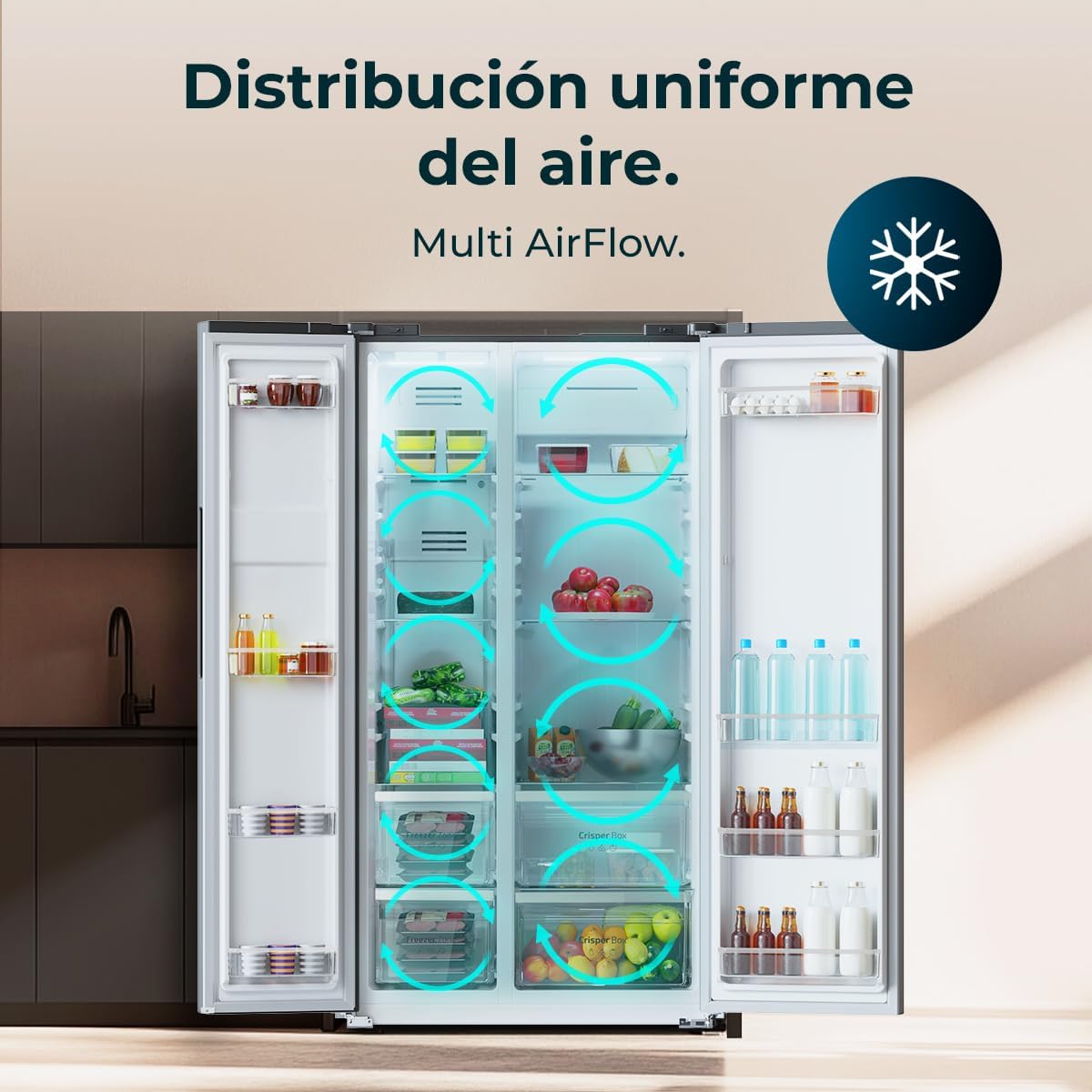 Cecotec - Bolero CoolMarket SBS 562 - 562L - No Frost, LED, porte réversible, mode vacances, inverter - SBS 562