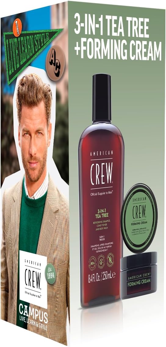 American Crew - Duo 3 en 1 & Forming Cream - 250ml/50g - shampooing, parfum arbre à thé, cire cheveux