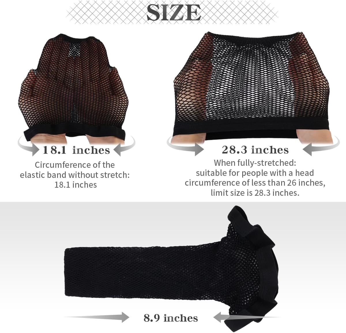 Dreamlover - Bonnet de perruque femme - noir - lot de 3, filet résistant