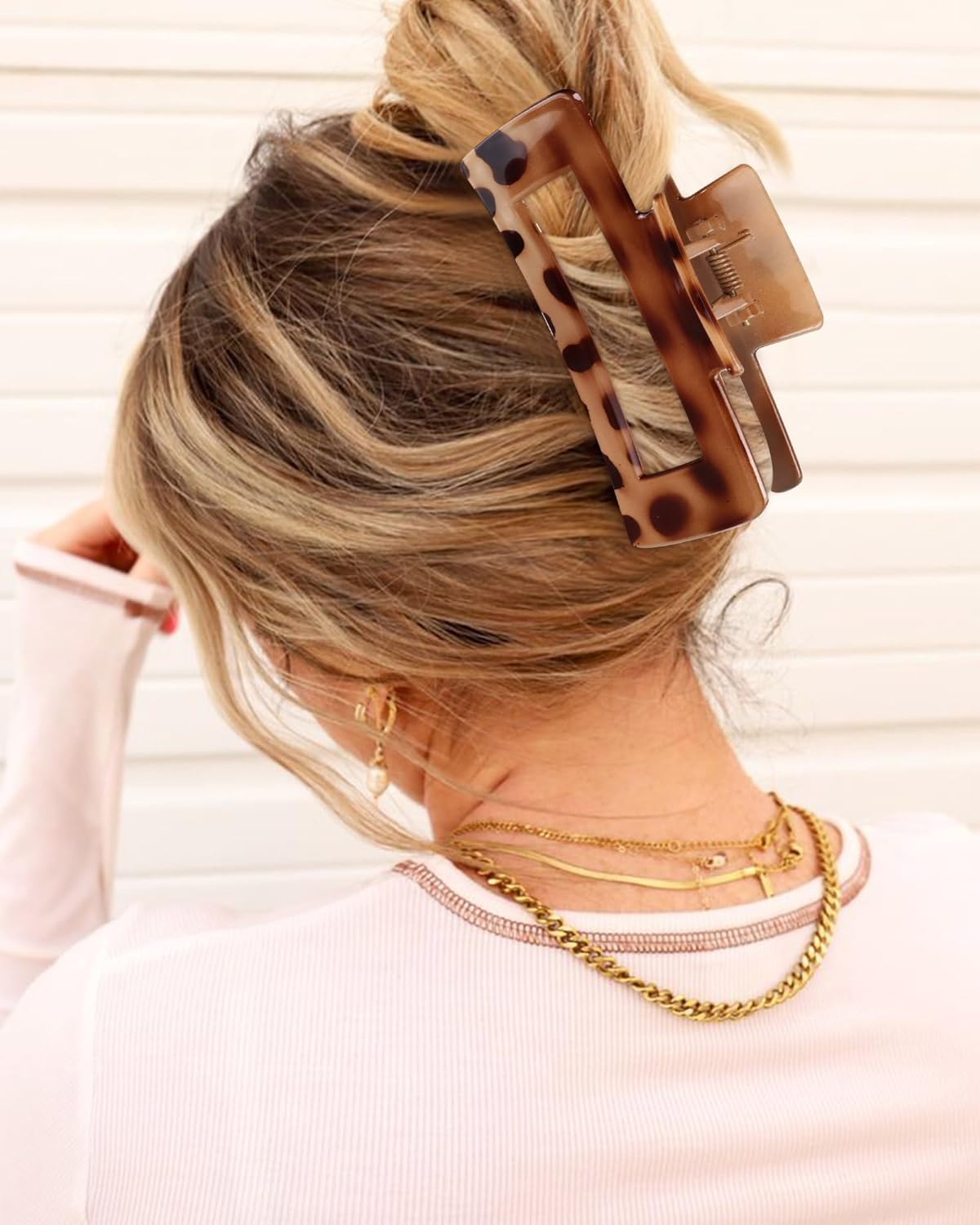 Kavya - Lot 4 pinces cheveux rectangulaires - plastique - antidérapantes, adaptées cheveux épais