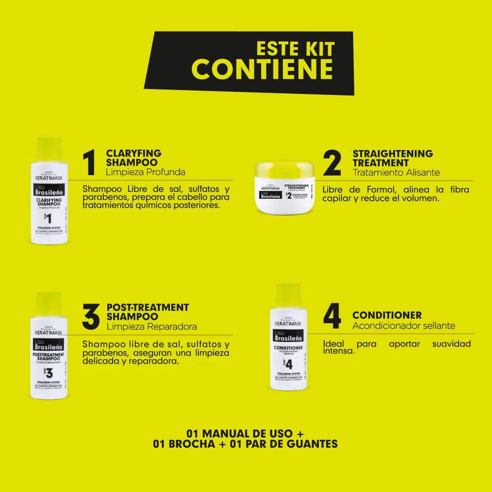 Be Natural - Kit Keratimask lissage brésilien, 3x380g, pro longue durée