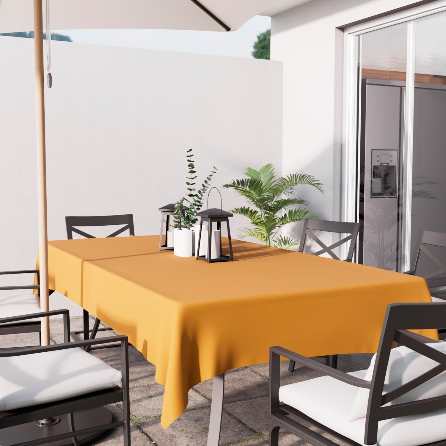 Soleil d'ocre - Alix série - 160x270 cm - Nappe rectangle anti-tâches polyester ocre