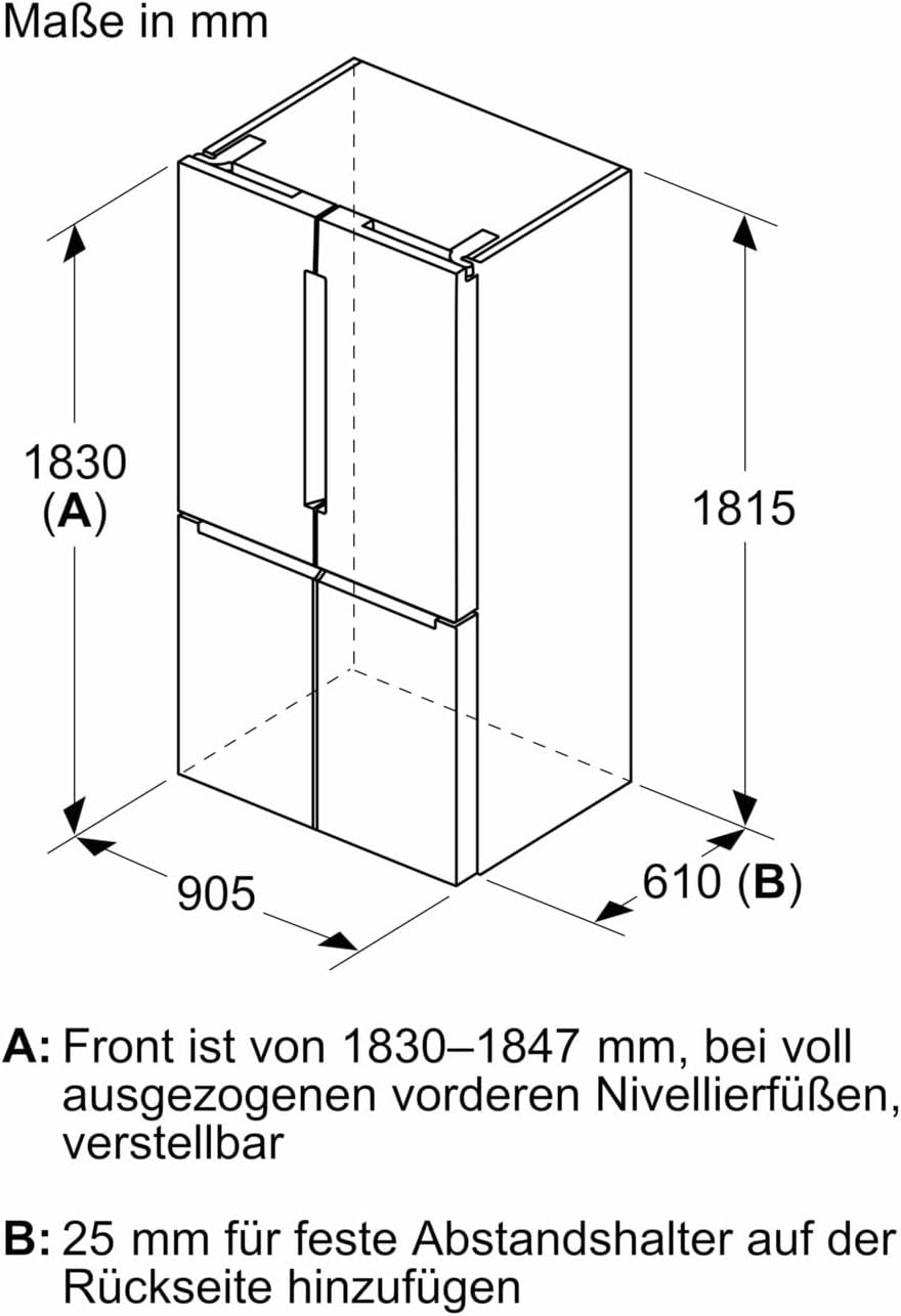 Bosch - Série 4 multi-portes, 605L, 183x91cm, inox, anti-traces KFN96VPEA