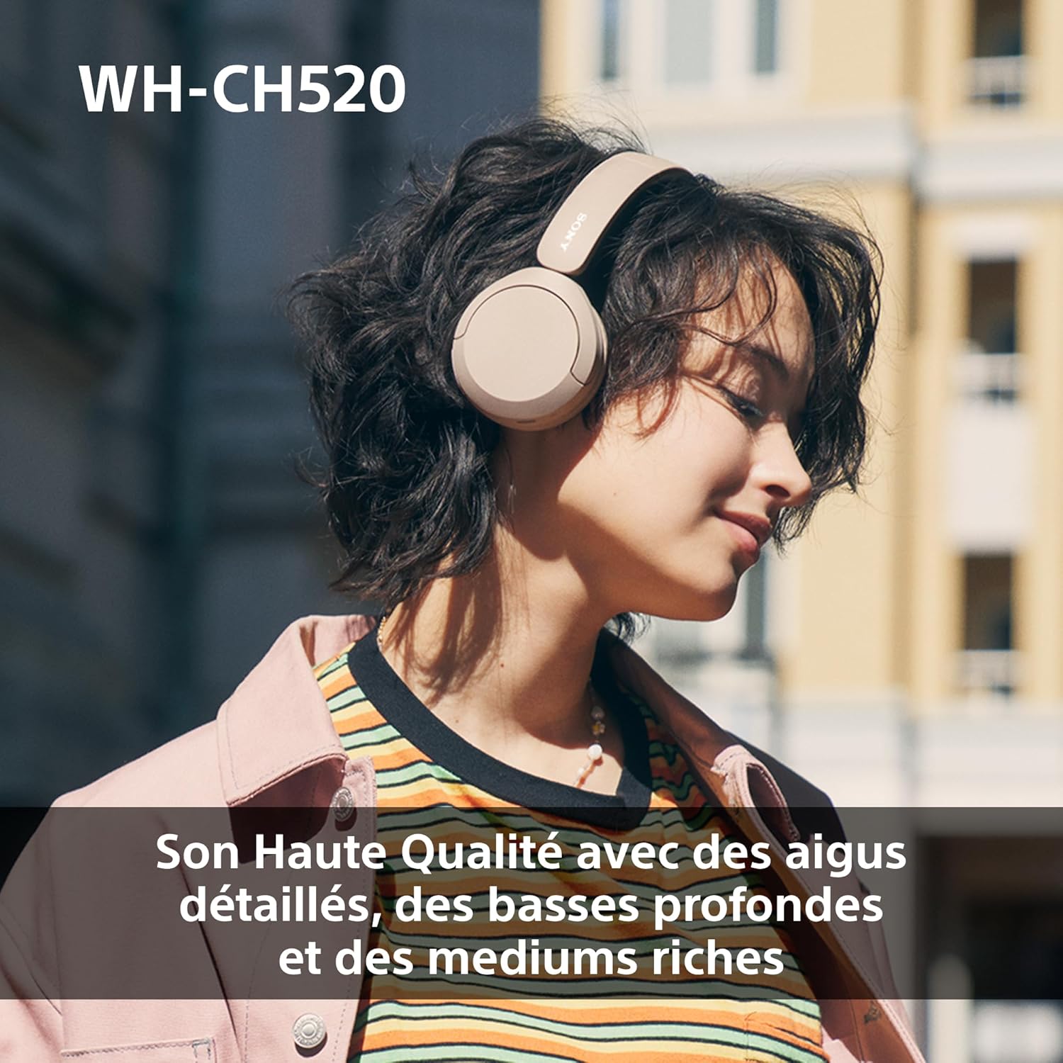 Sony - WH-CH520 - Casque Bluetooth, micro, 50h autonomie, bleu