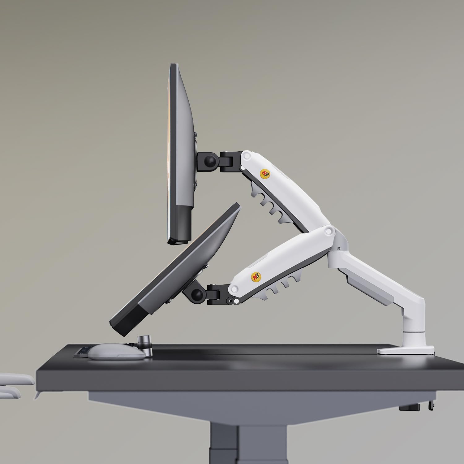 Ergosolid - Support écran PC - 17 à 32 pouces - bras articulé, ressort à gaz, rotation 360°