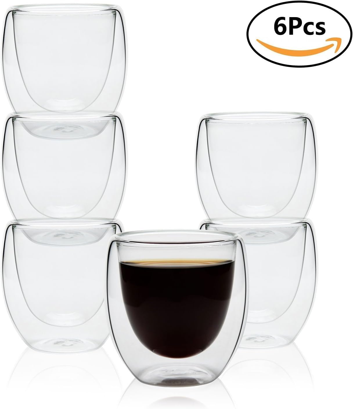 Tasses à expresso double paroi - lot de 6 - 80 ml - verre résistant effet flottant