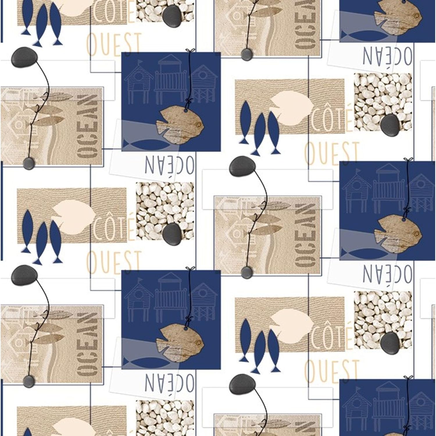 Nappe en toile cirée - rectangulaire 180x140 cm - anti-taches, imperméable, facile d'entretien, Ocean Bleu