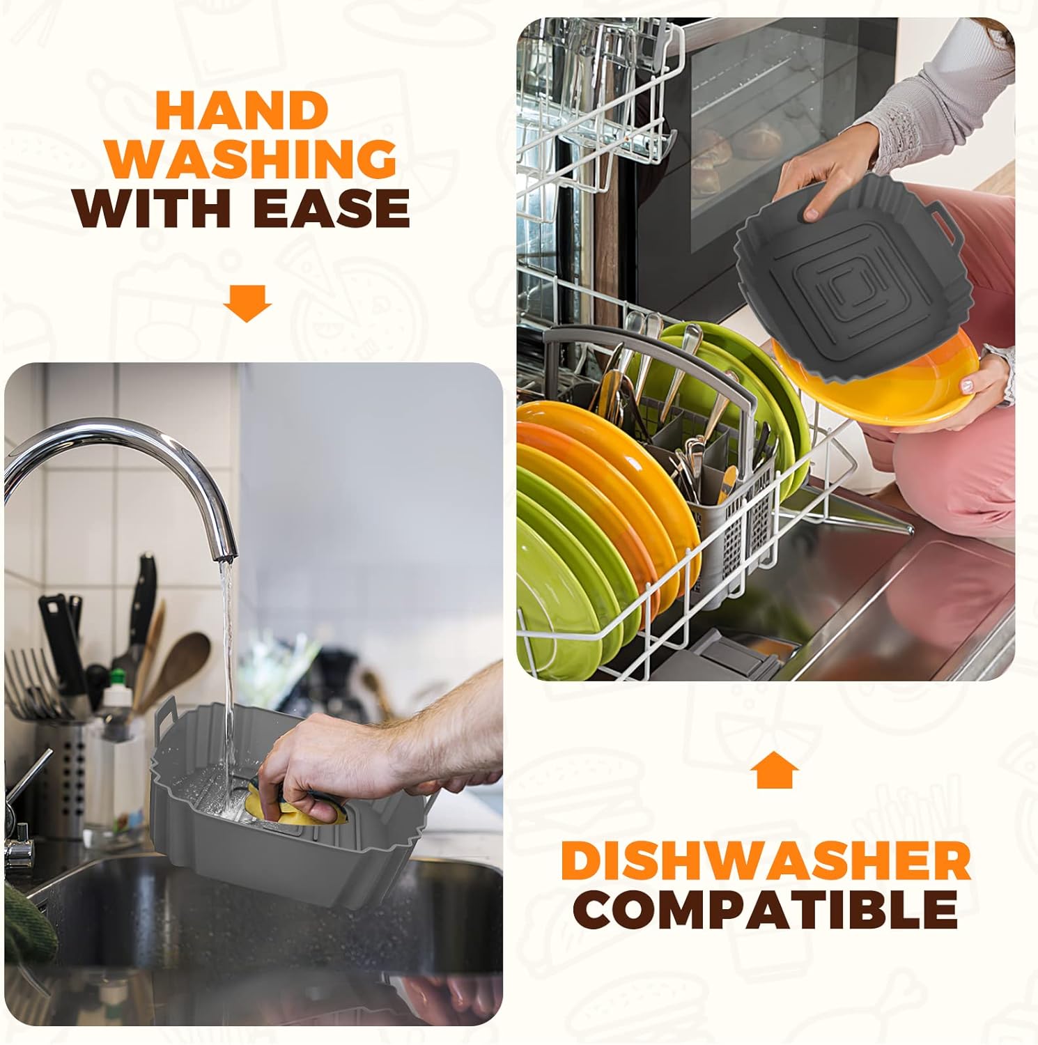 Accessoires friteuse air chaud - silicone - 3 pièces - réutilisable, compatible Ninja Cosori Tefal Moulinex