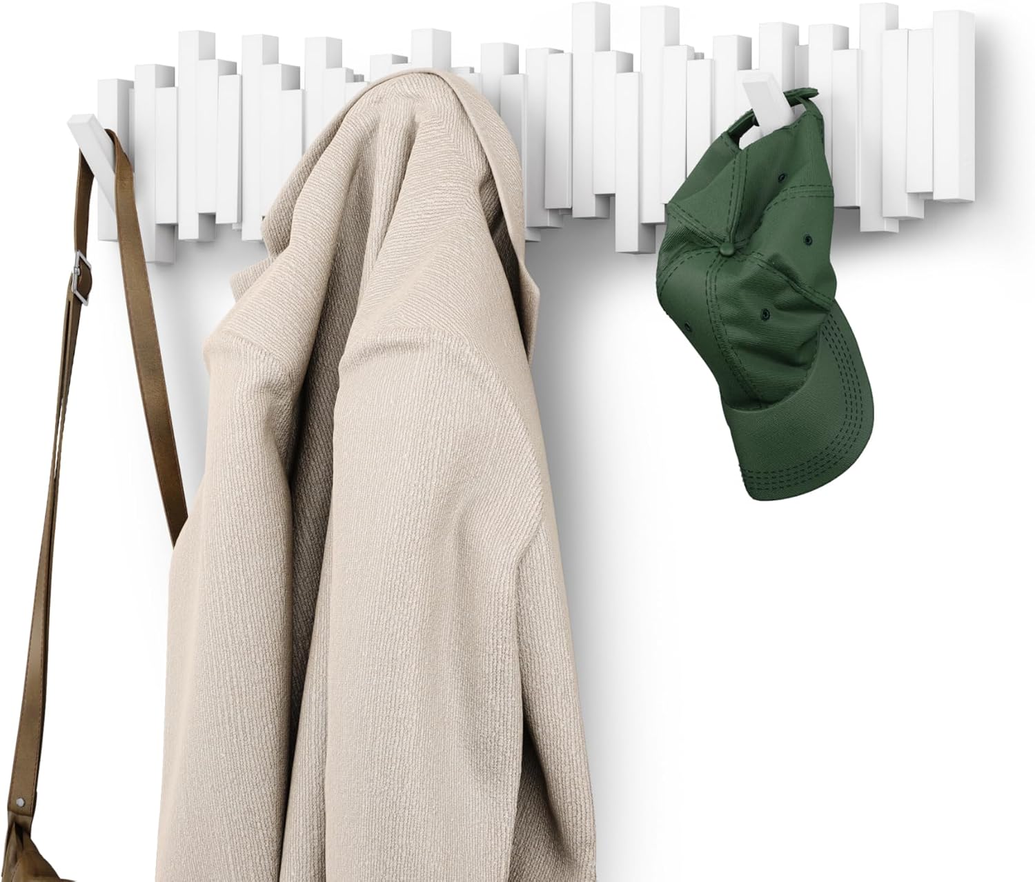 Umbra - Sticks - porte-manteau mural, 8 crochets, blanc, design contemporain