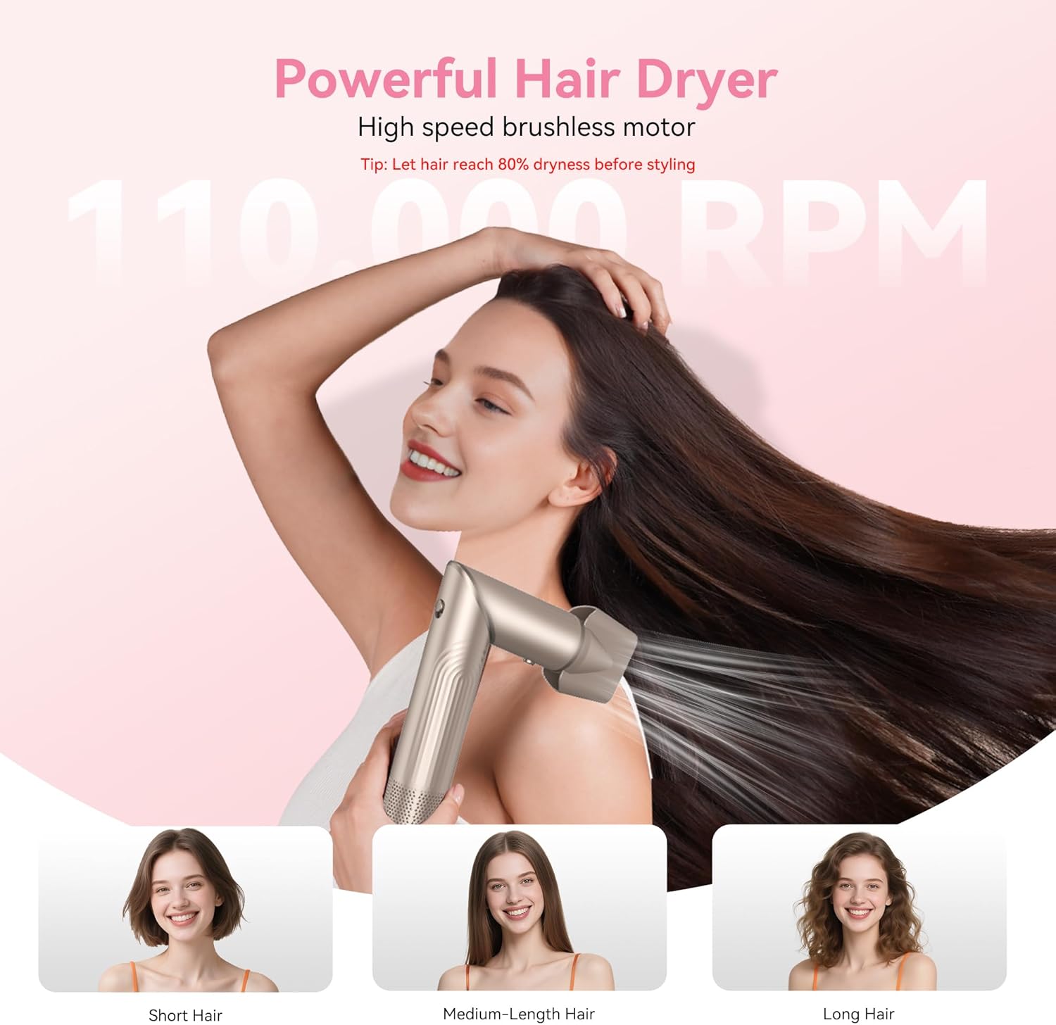 Sèche-cheveux Air Styler 5 en 1, 32mm, 1400W, 3 modes, 110000U/Min