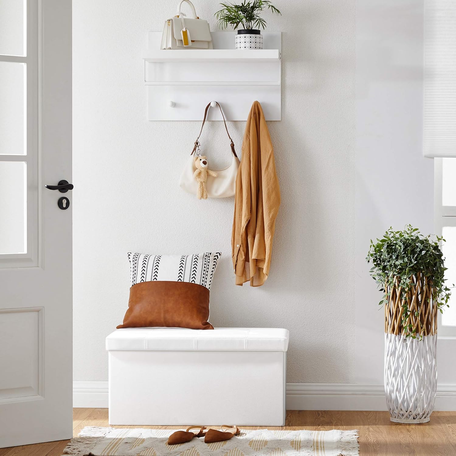 SONGMICS - banc pliable blanc - 76x38x38cm, PVC, 80L, 300kg - LSF106