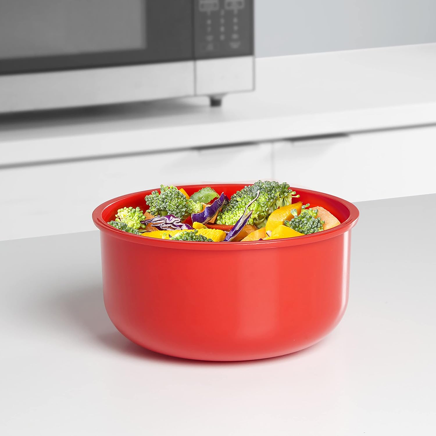 Sistema - Micro-ondes Bol rond - 915ml - Sans BPA, Rouge/Transparent