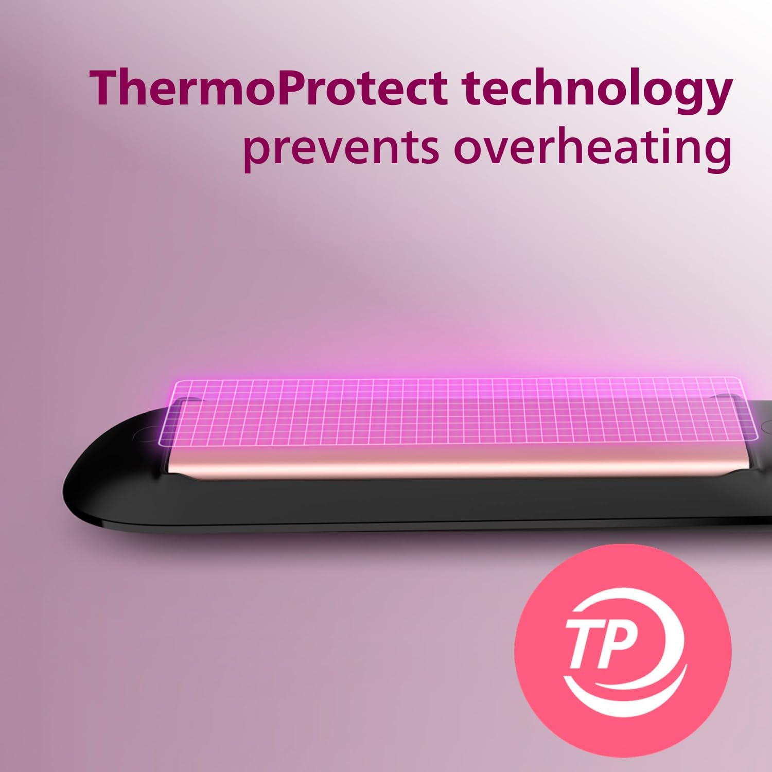 Philips - lisseur ThermoProtect StraightCare - 23,4x18,6x7,2 cm - plaques céramique, réglages de température - BHS378/00