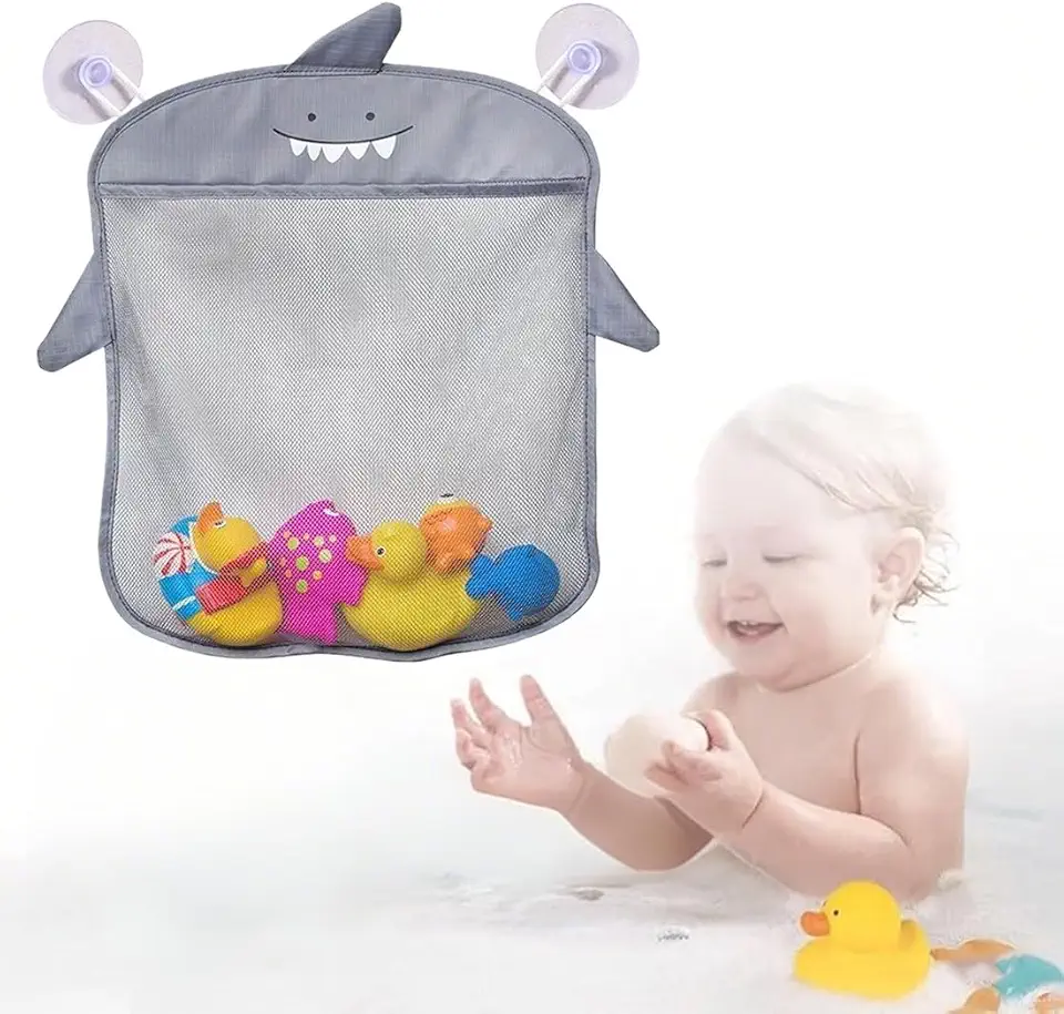 Filet de rangement jouet bain - rouge polyester - 1 unité, cordon serrage