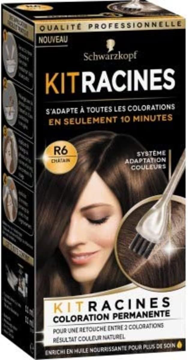 Schwarzkopf - Kit racines R6 - coloration châtain, retouche facile