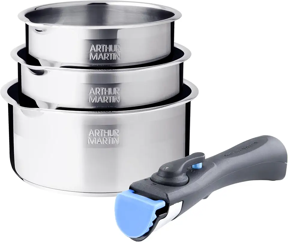 Arthur Martin - série AM - 3 casseroles inox, manche amovible - AM3456