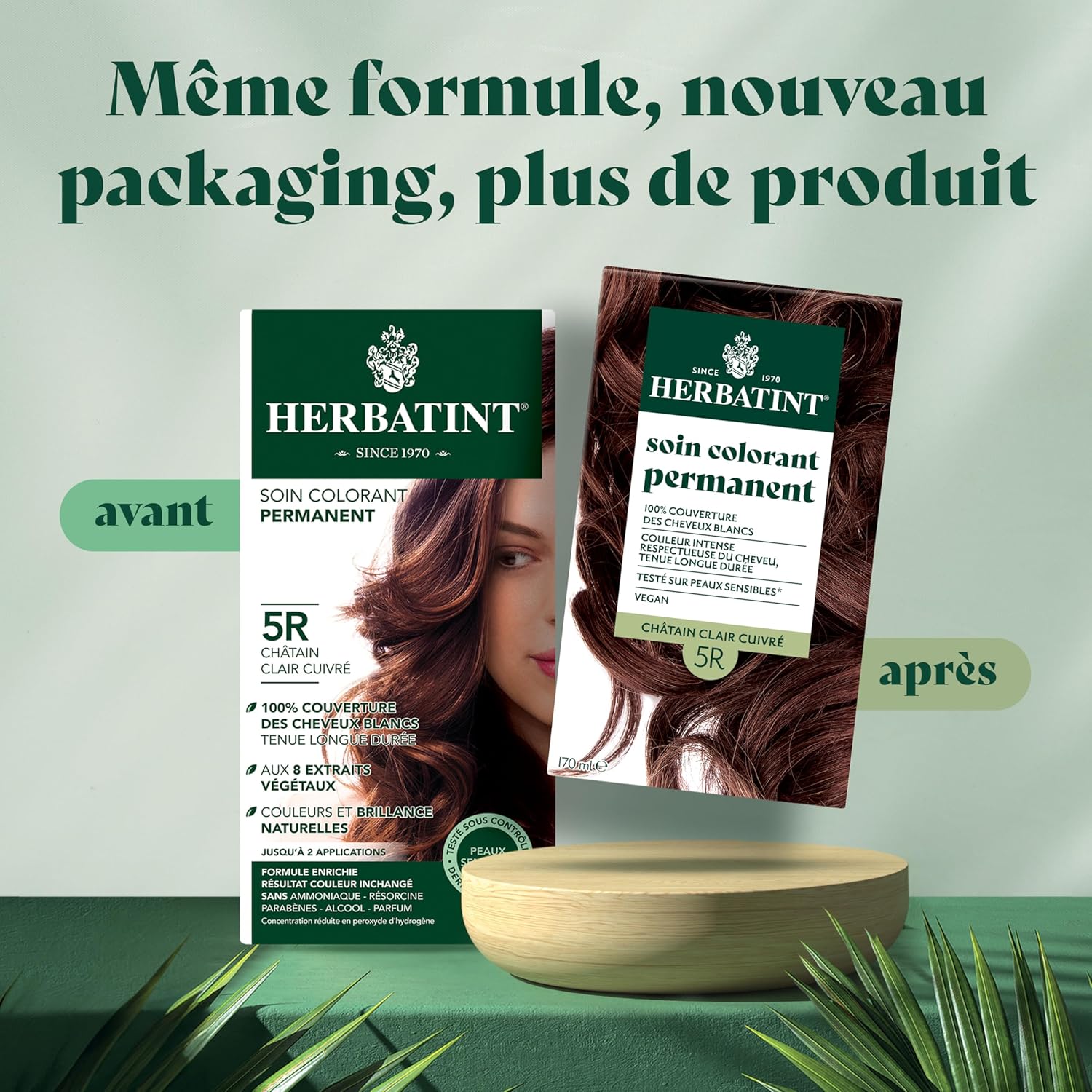 Herbatint - Soin Colorant Permanent - 170ml - Cheveux châtain clair cuivré, sans ammoniaque, 100% couvrant, testé peaux 