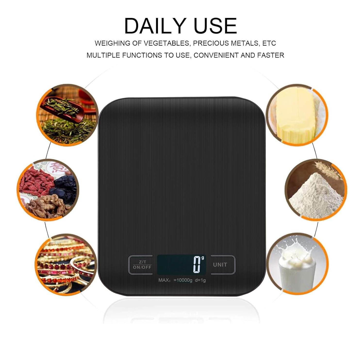 Balance de cuisine - numérique, 10kg, écran LCD, précision 1g, fonction tare