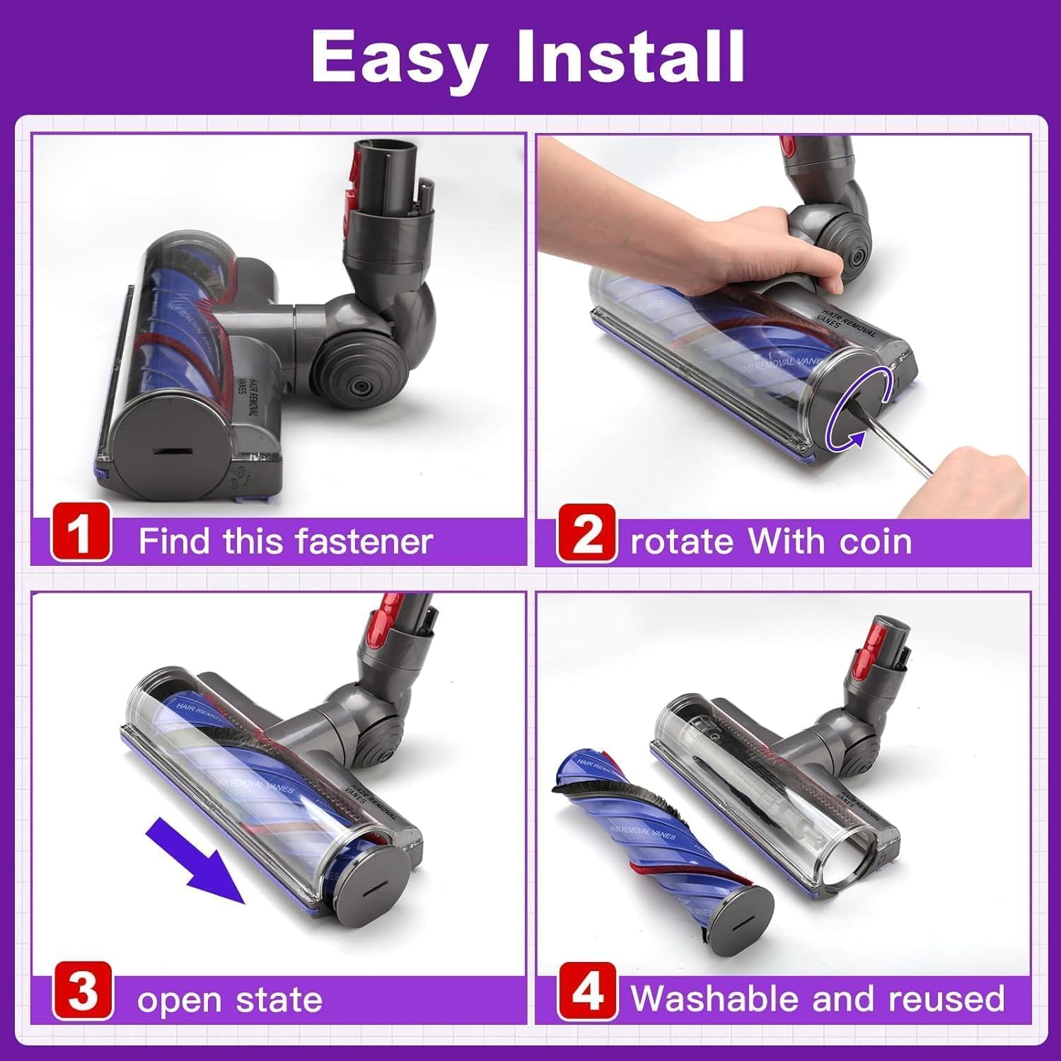 Brosse de Rechange - pour Dyson V7/V8/V10/V11/V15 - anti-emmêlement, électrique,  compatibilité SV10 SV11 SV12 SV14