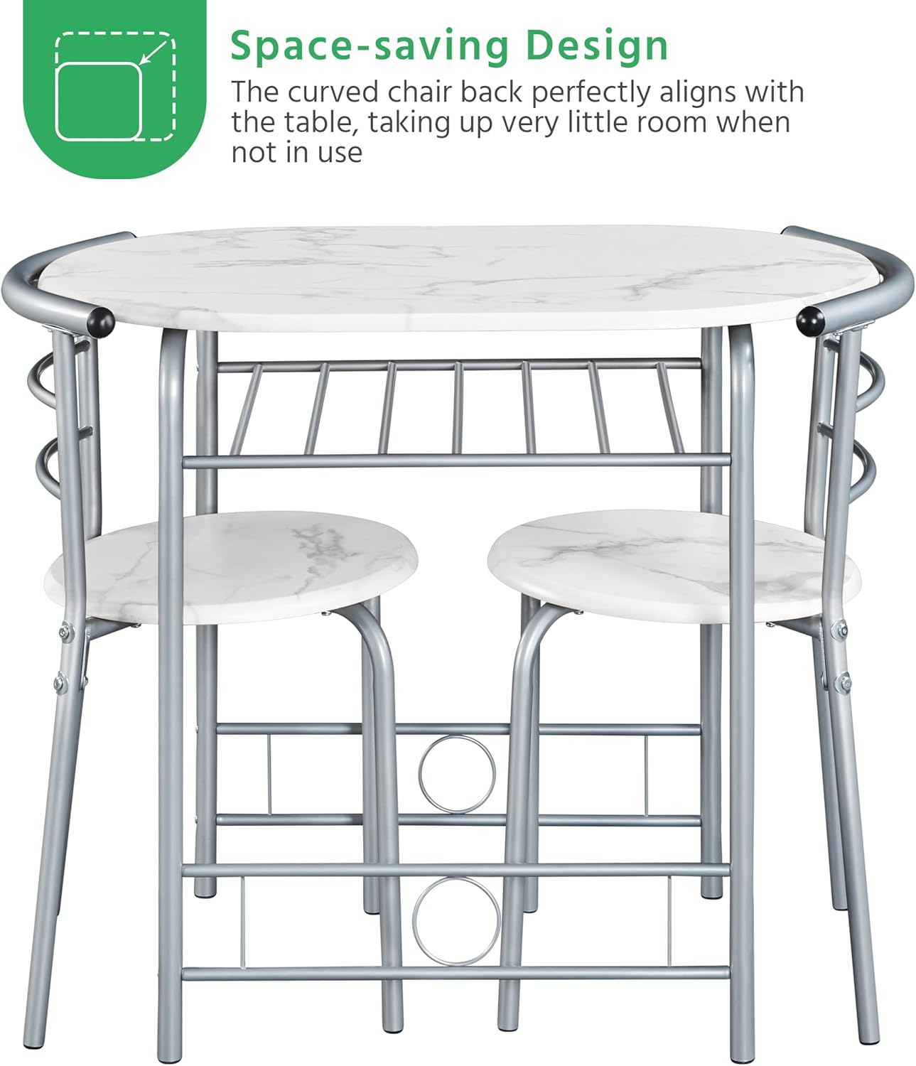 Yaheetech - Ensemble table ronde 90x53x75.5 cm - 2 chaises bois métal, porte-bouteilles