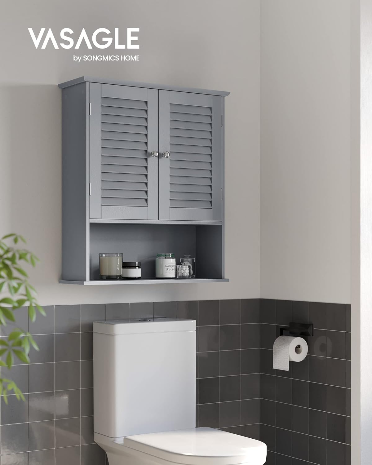 VASAGLE - Meuble mural salle de bain, double porte, 20x60x70cm, BBC027P36