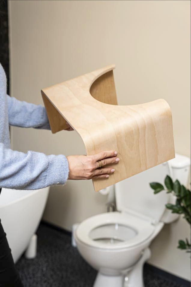 Tabouret de Toilette Physiologique - marche-pied bois noir - Fabriqué en France, anti constipation, compact