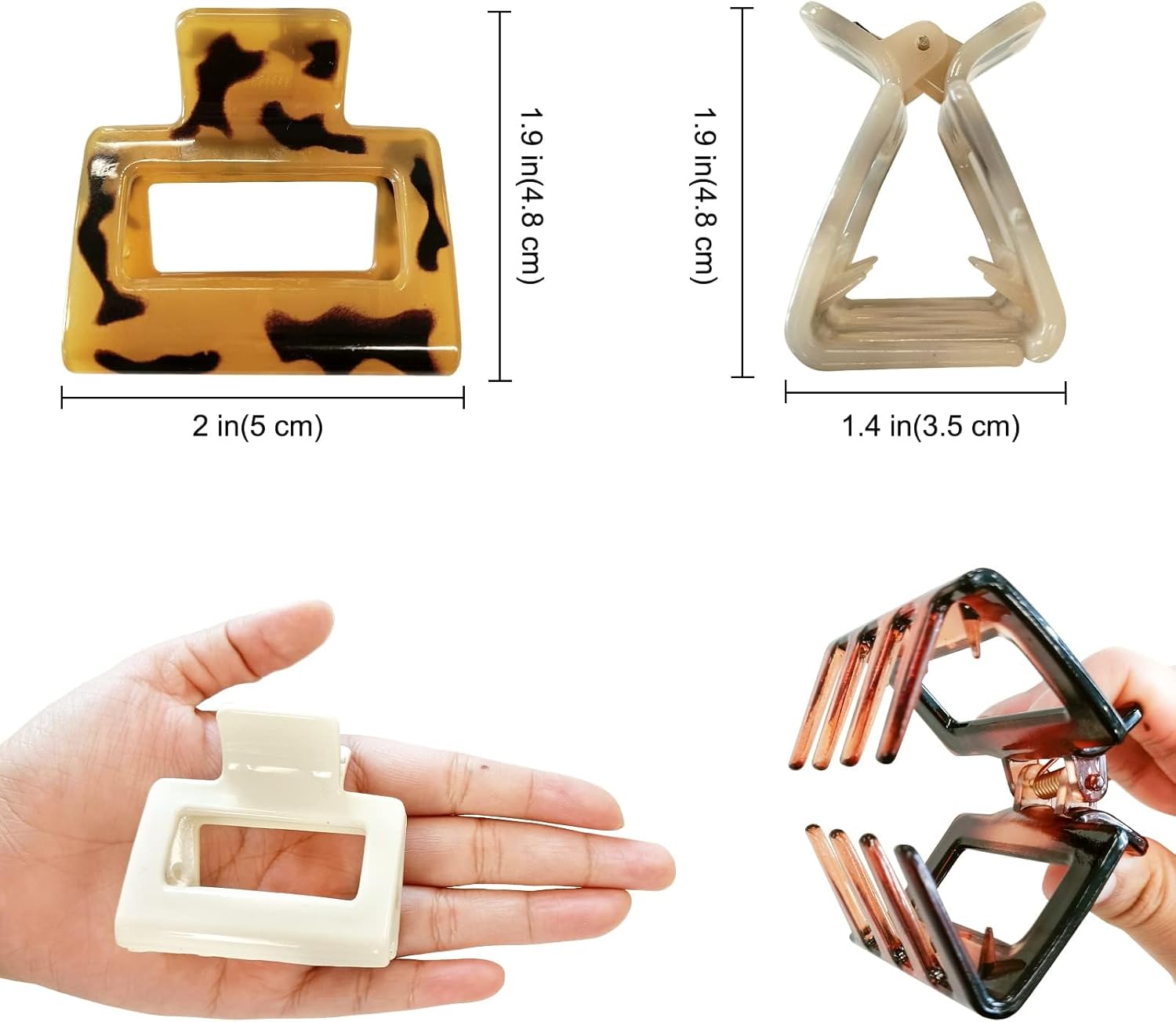 Pinces à cheveux - double dents, 4 grandes 4 moyennes, multicolore