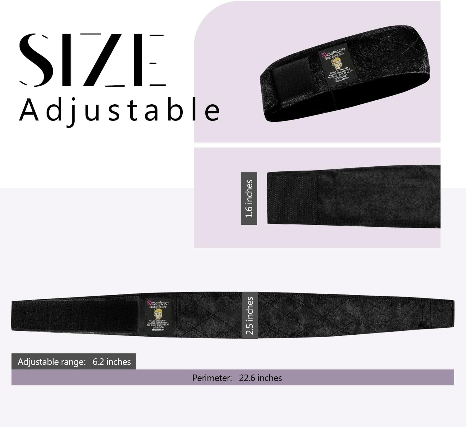 Dreamlover - bandeau antidérapant - 24x4 cm - maintien perruque, lot 2