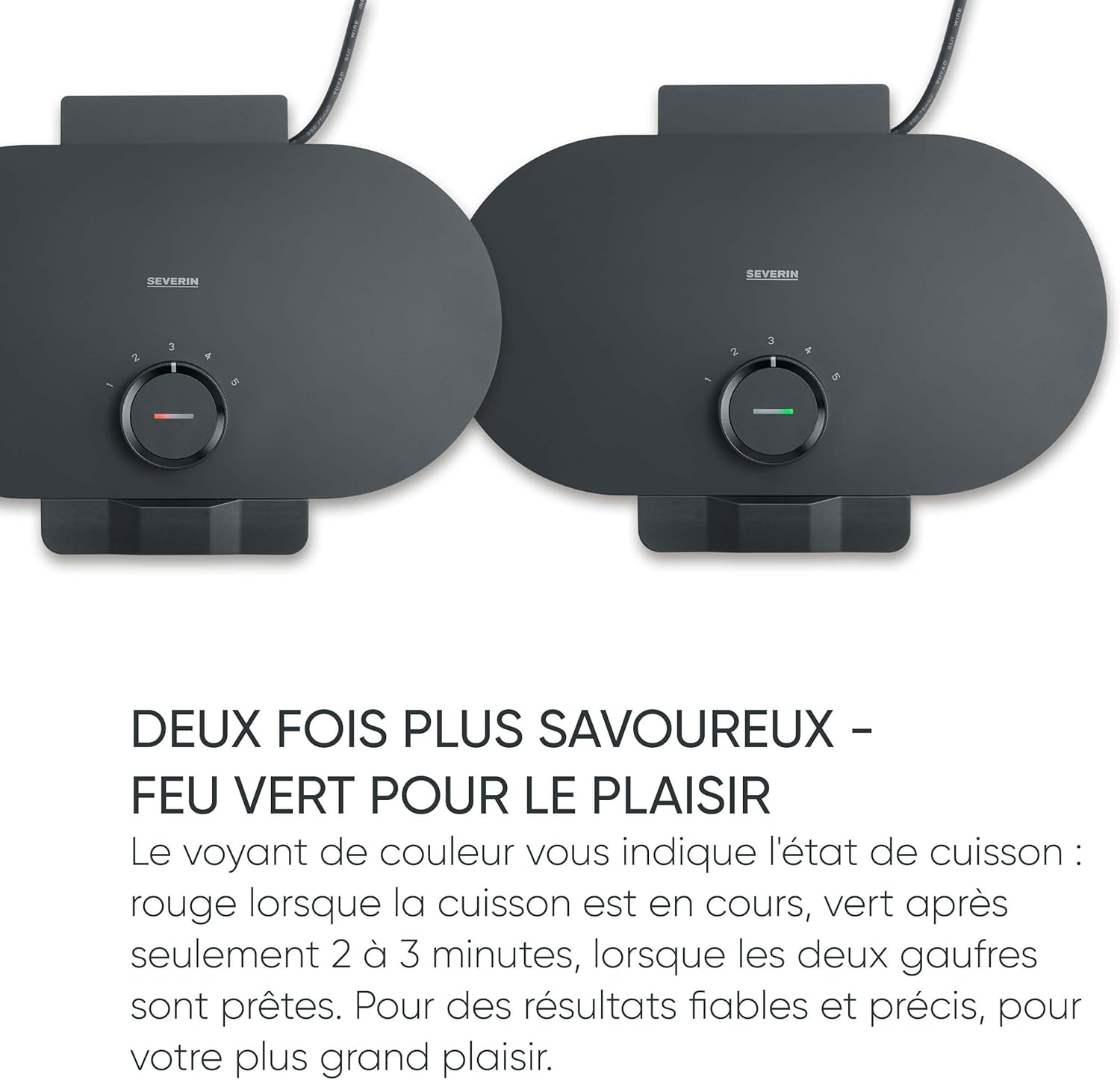 Severin - Gaufrier Duo compact, 1200W, 2 plaques antiadhésives, WA 2119