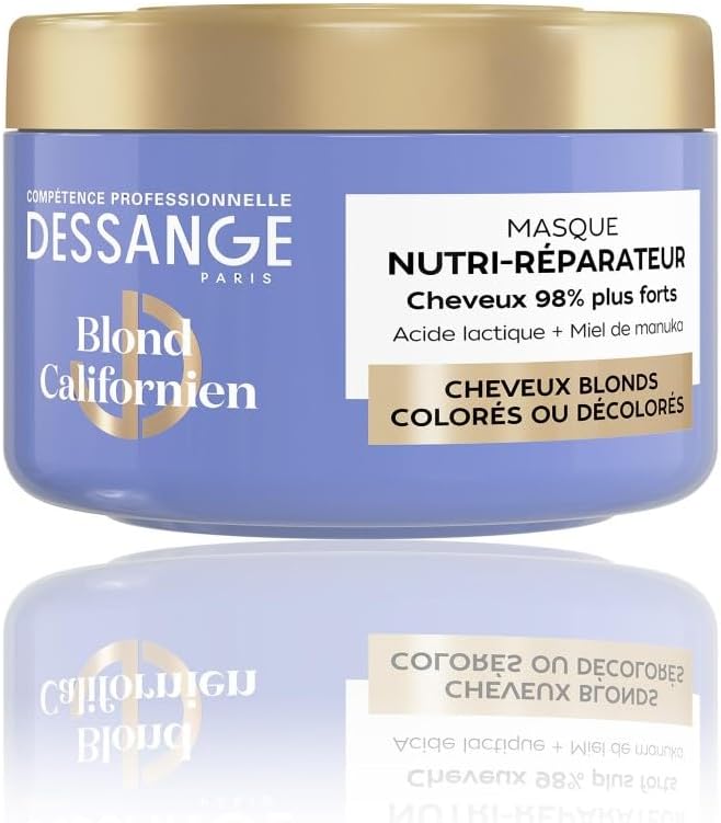 Dessange - Masque Nutri-Réparateur Blond Californien 280ml - Acide lactique, miel de manuka, nourrit et protège
