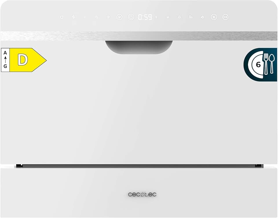 Cecotec - Bolero Aguazero 2500 - compact, 6 couverts, écran tactile, verre blanc - 2500 S-BI