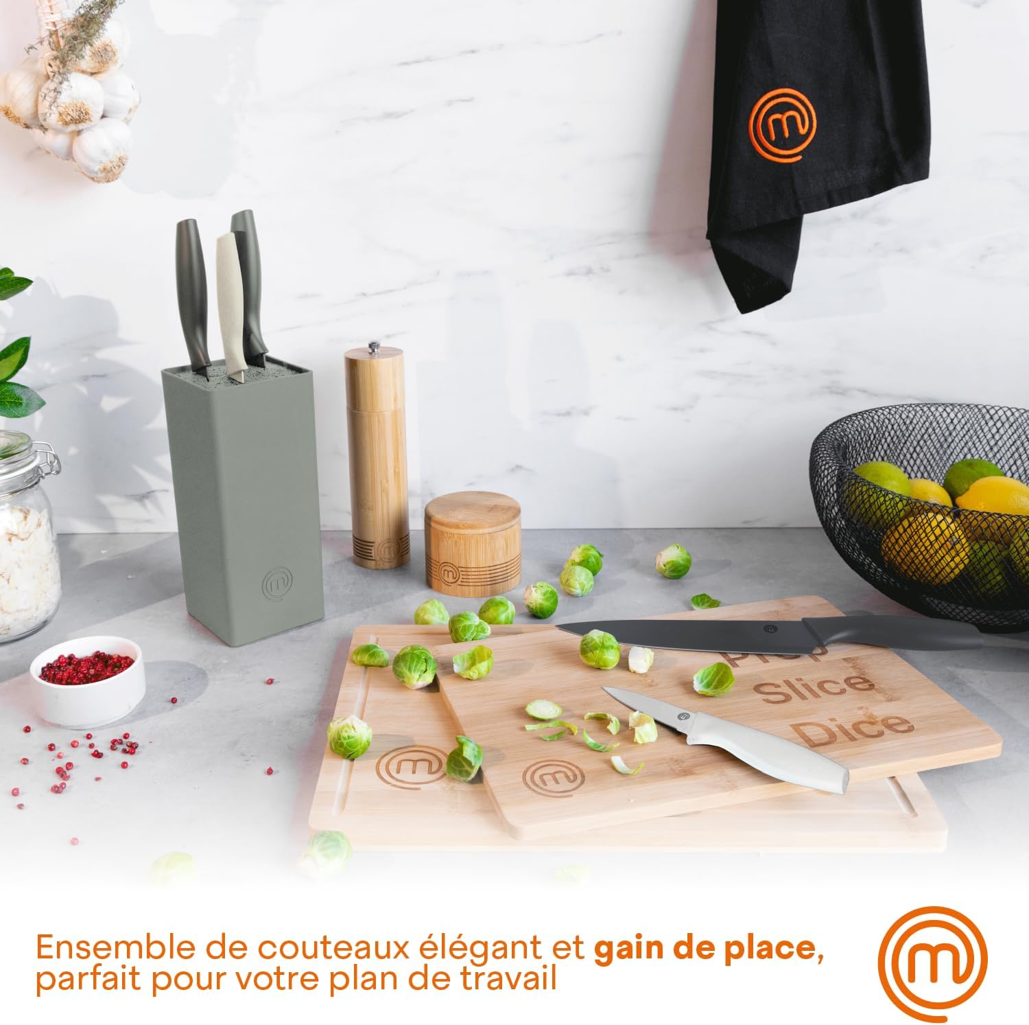 MasterChef - Bloc couteaux cuisine - acier inox - manche ergonomique
