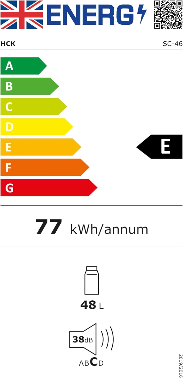 HCK - Mini frigo 48L - porte vitrée, silencieux, 0-15°C, compact