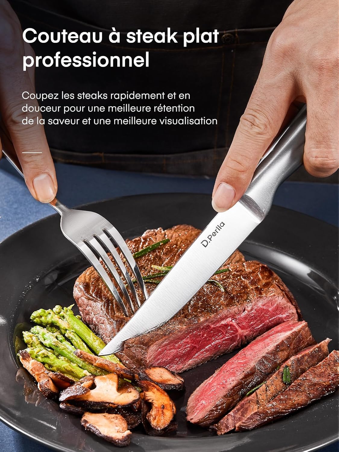 D.Perlla - couteaux à steak lame droite, 23.1 cm, extra tranchants