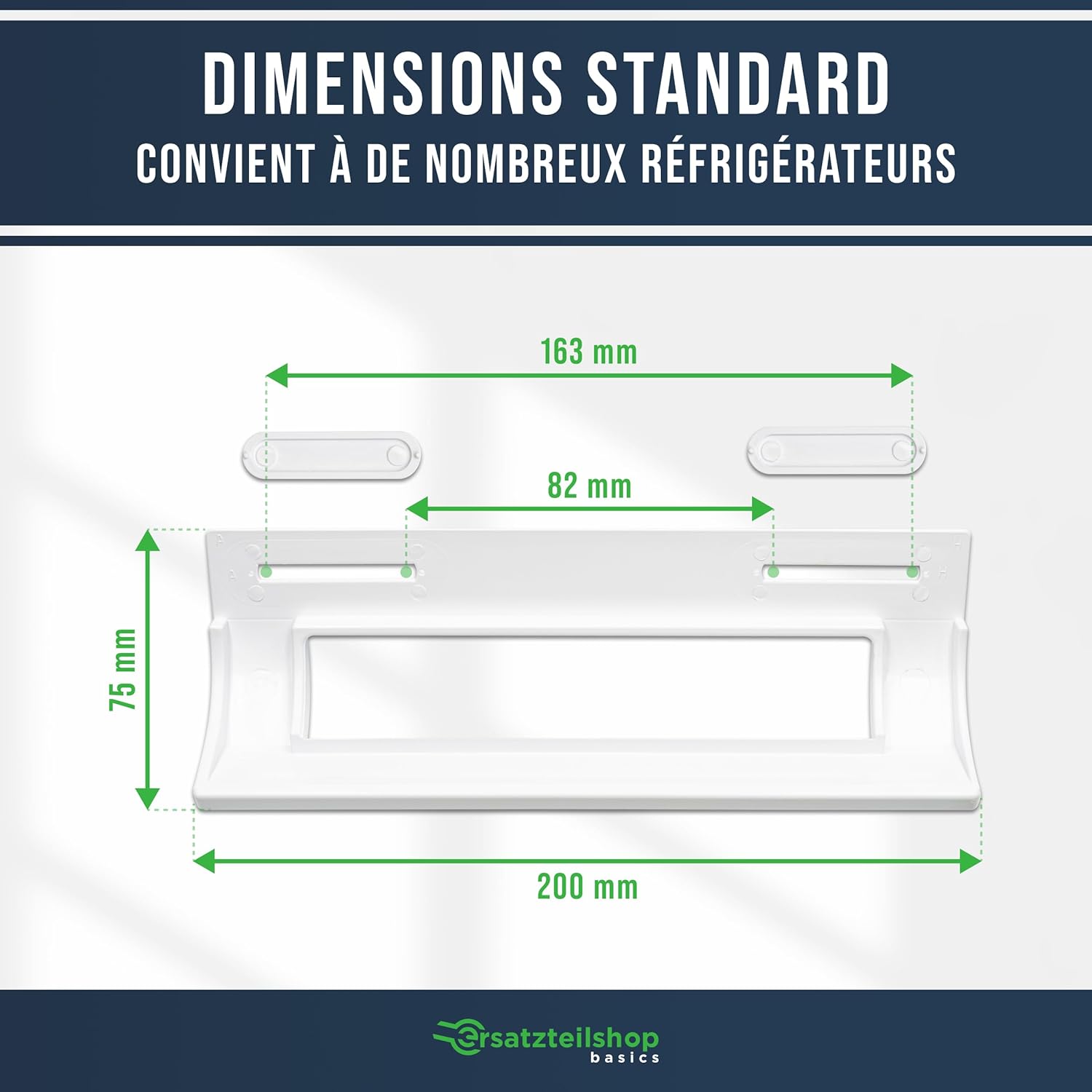 Poignée de porte universelle - blanc, 200x70mm, fixation 82-163mm, compatible Bosch Siemens