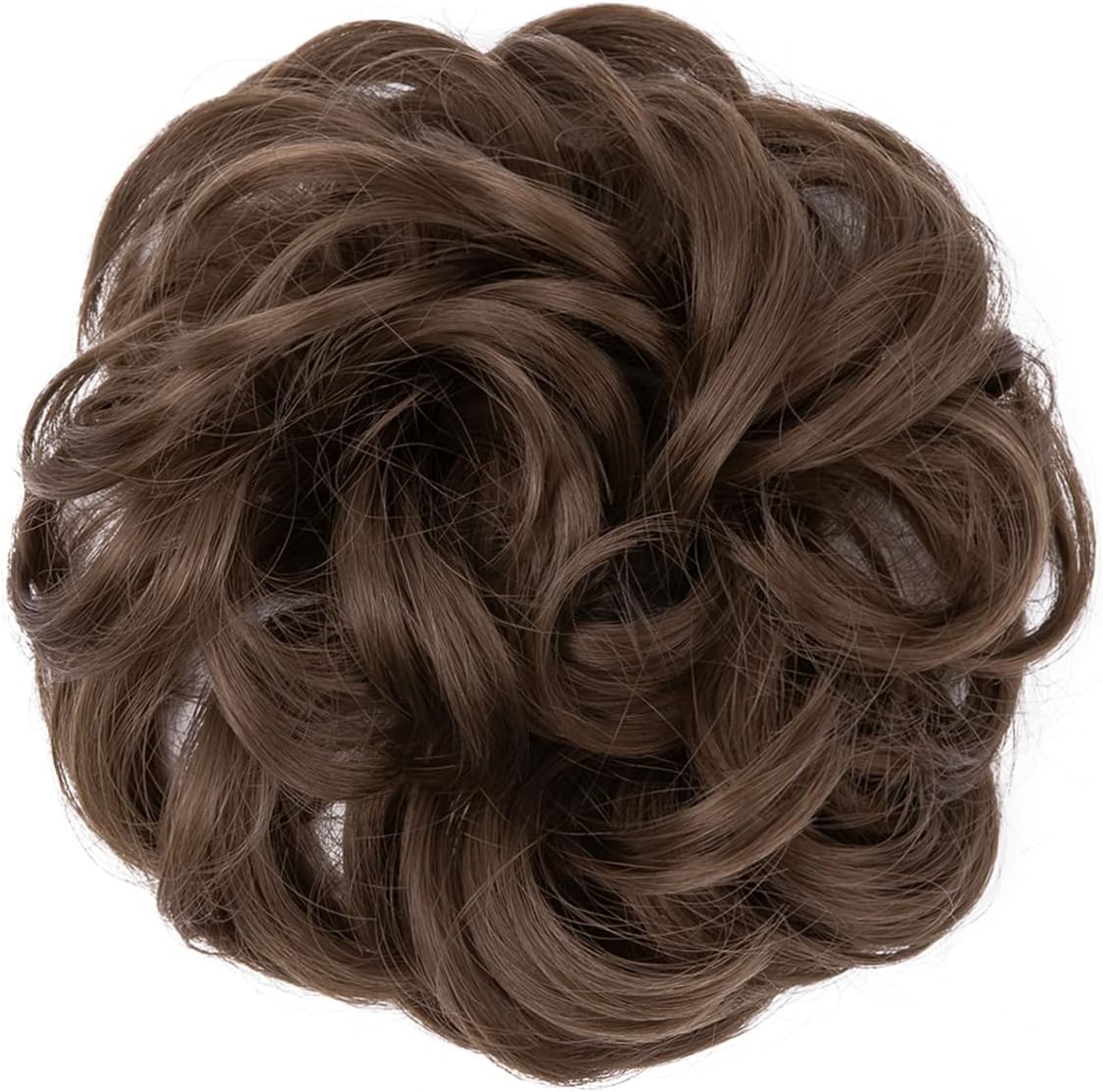 JJstar - Chignon postiche bouclé élastique - marron moyen - effet naturel
