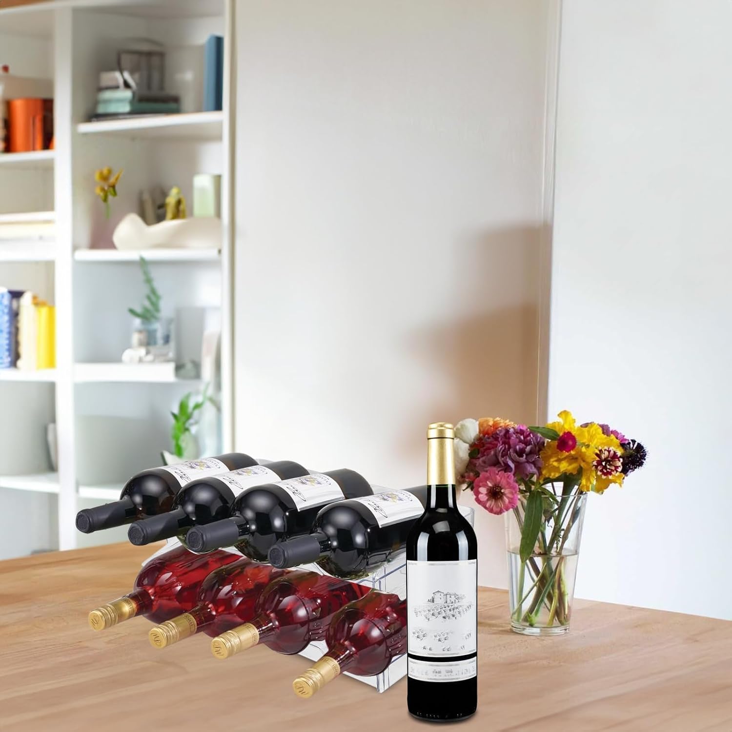 Range-bouteilles empilable plastique, 2 pièces, 8 bouteilles, cuisine, 32x14x10 cm