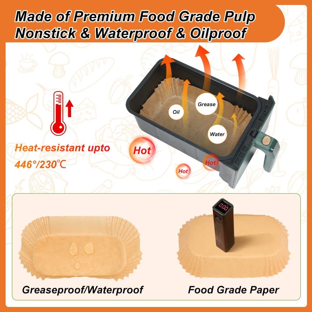 BYKITCHEN - Papier cuisson airfryer, 5,2/3,1L, lot 100pcs, EZ9018