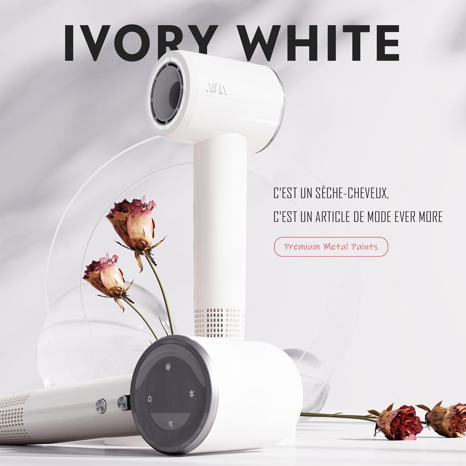 AINA - Sèche-cheveux 1A blanc - léger, ionisant, 150000 tr/min