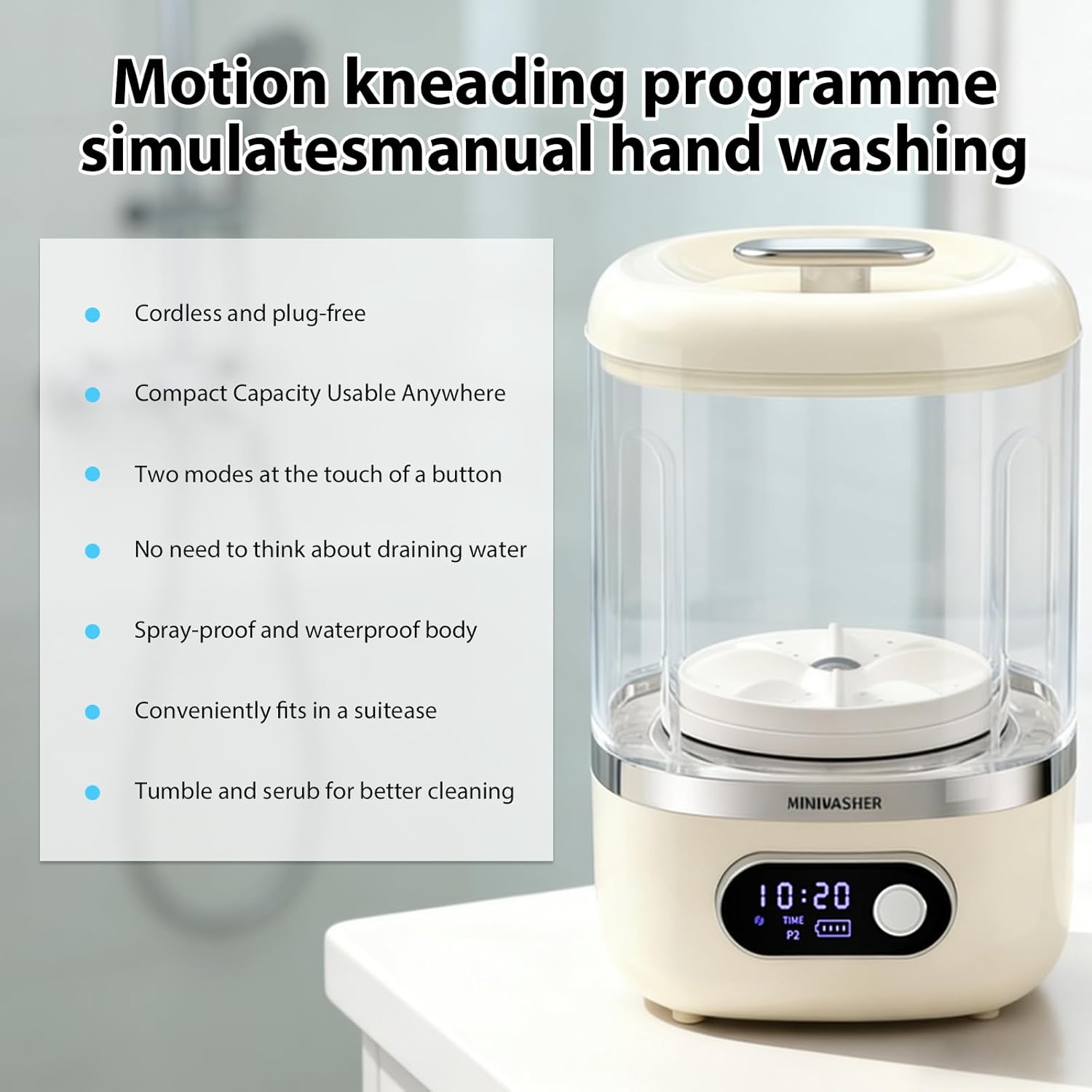 Mini machine à laver portable - 1L - compacte - lingerie, chaussettes