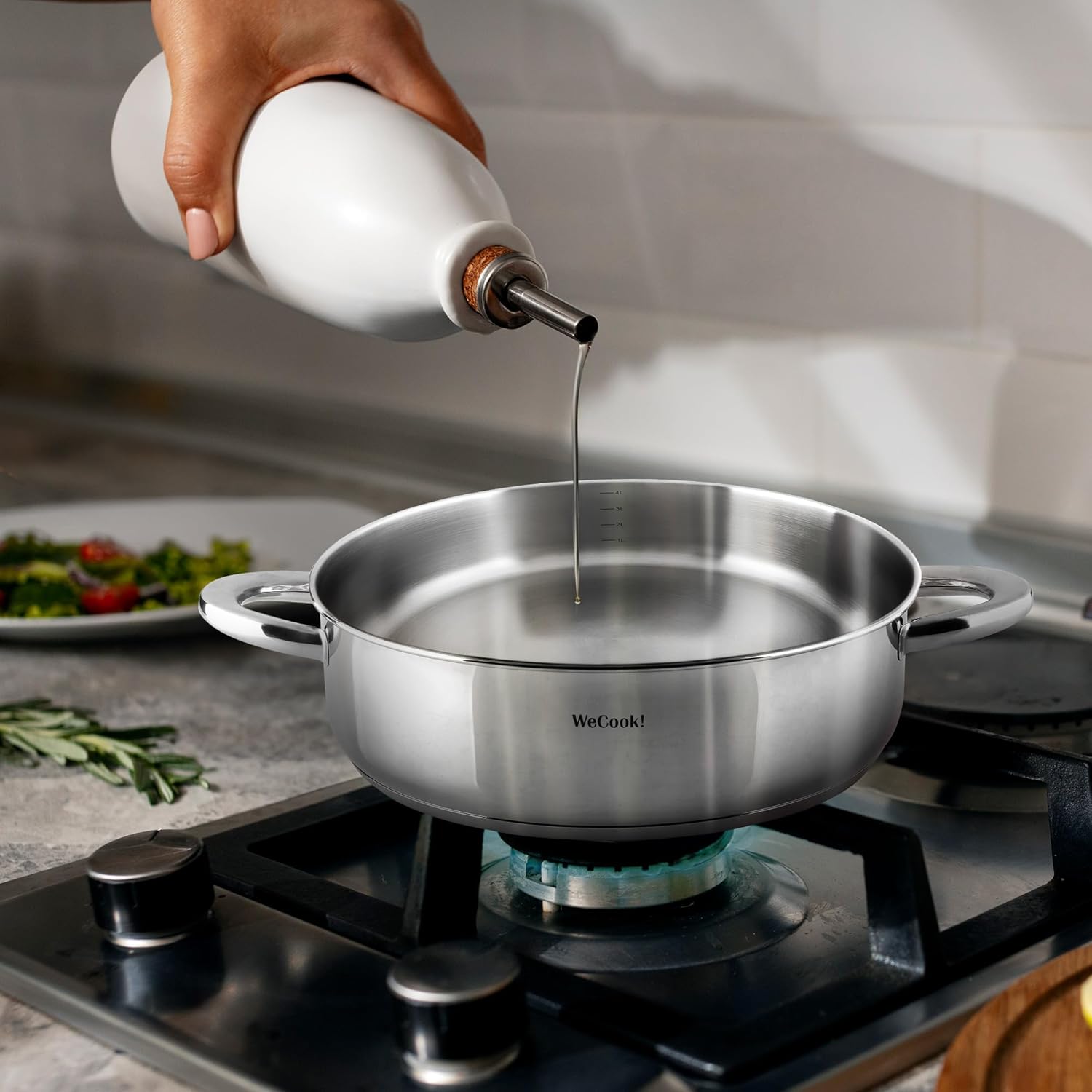 Casserole basse inox avec couvercle - 32 cm - acier inoxydable