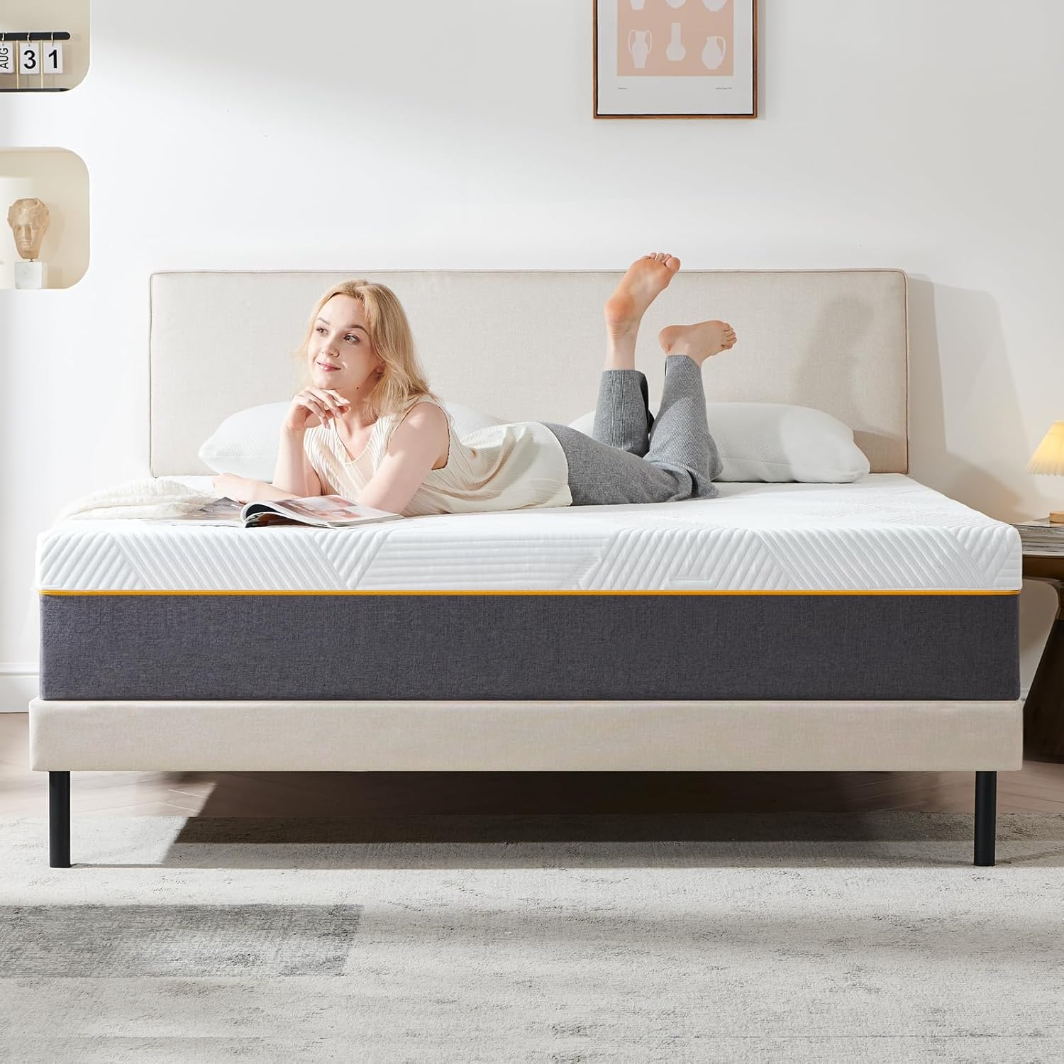 Matelas - mousse à mémoire, 140x190x22 cm, 7 zones, réversible