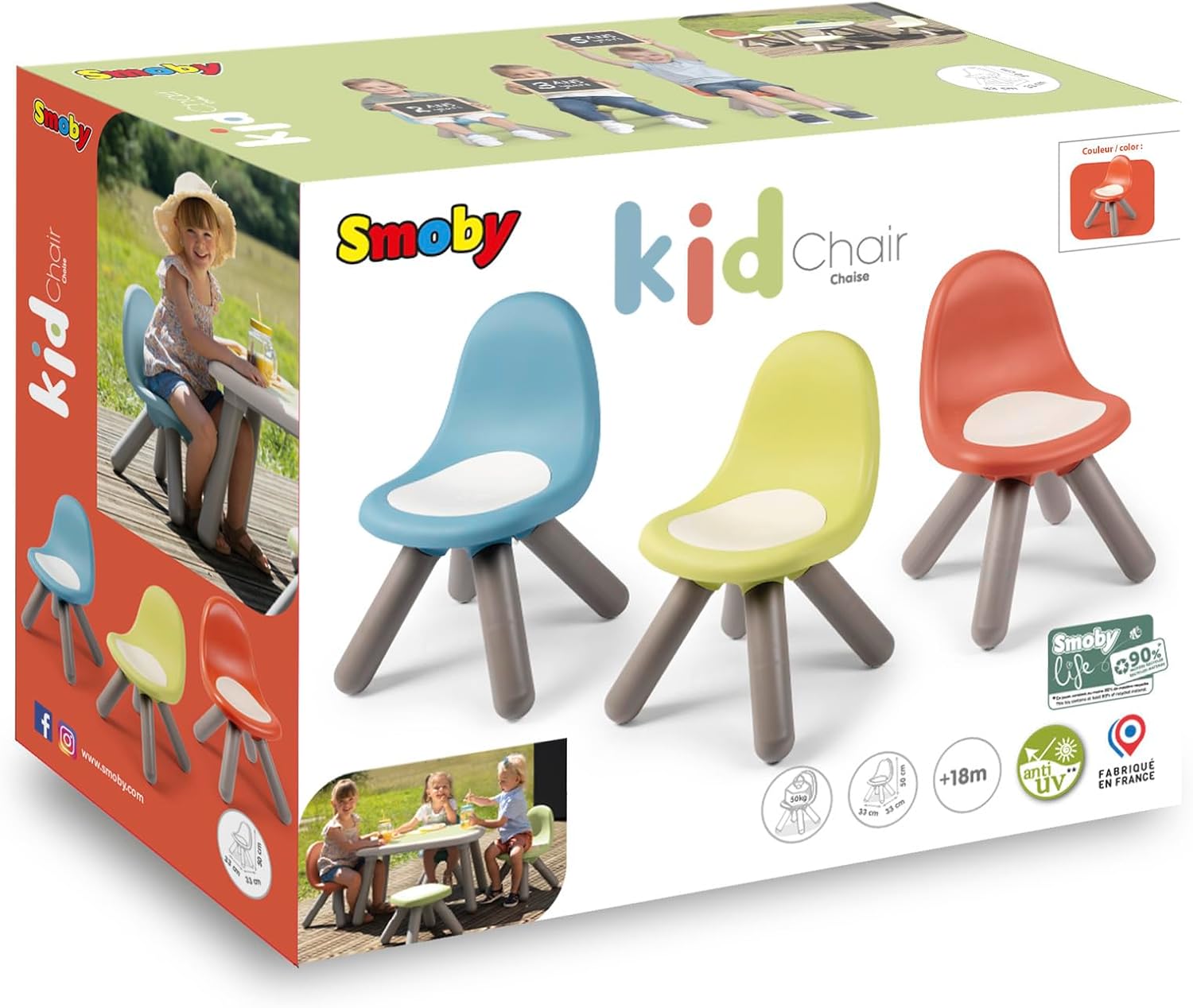 Smoby - Kid Chaise (Life) - compacte - intérieur/extérieur, anti-UV, recyclée