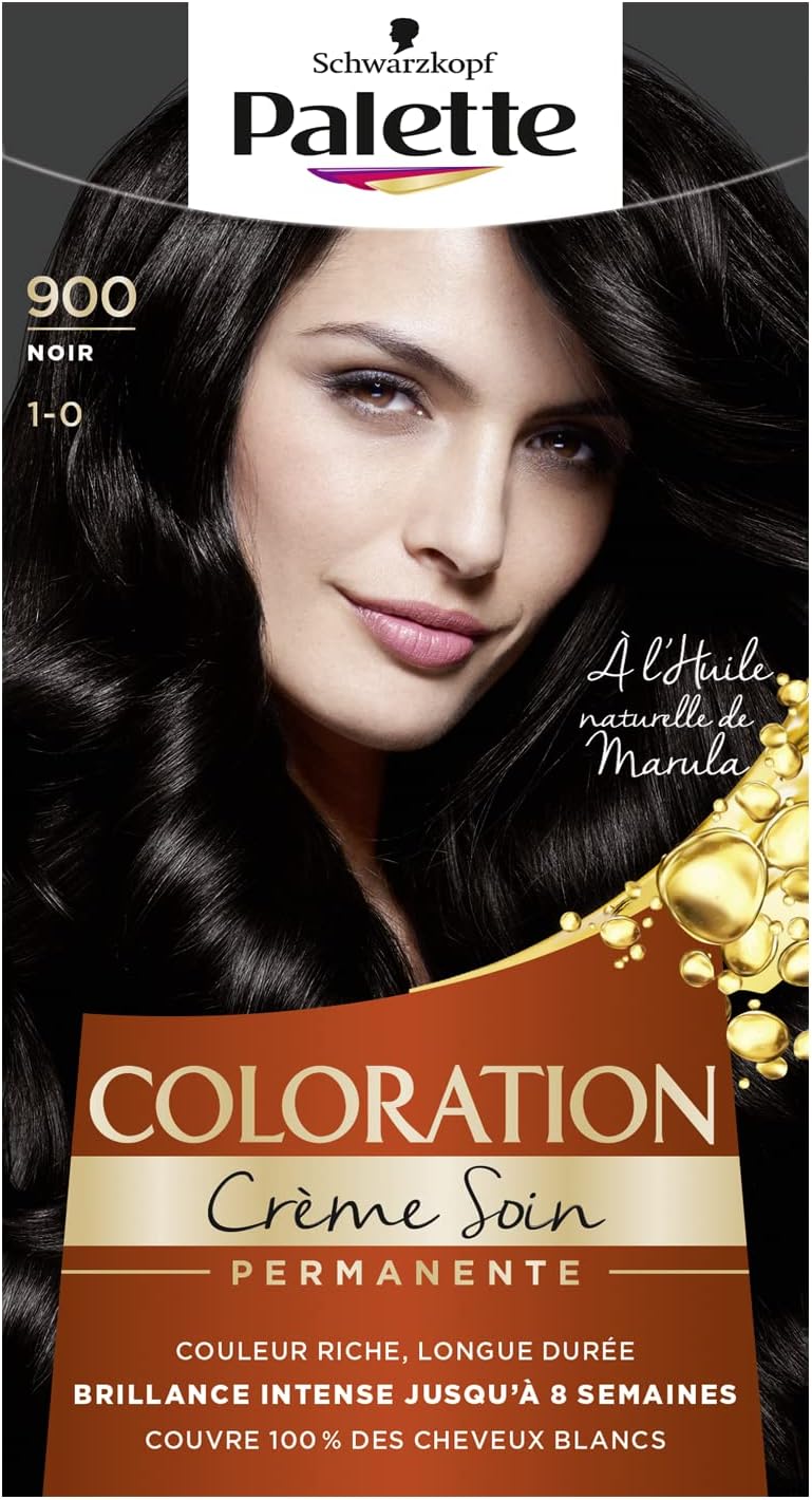 Palette - Coloration Permanente Cheveux - couvre 100% cheveux blancs - tenue 8 semaines - Noir 900
